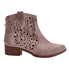 Lewski Shoes Genombrutna stövlar för kvinnor Leski Skor 2909 Ljusbrun beige