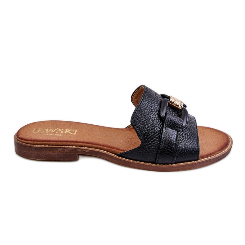 Lewski Shoes Läder Damtofflor Leewski Skor 3270 Svart gyllene