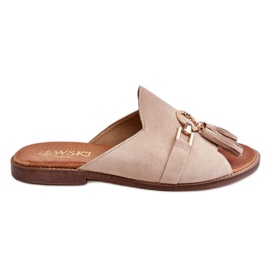 Lewski Shoes Damtofflor i mocka Leewski Skor 3226 Beige