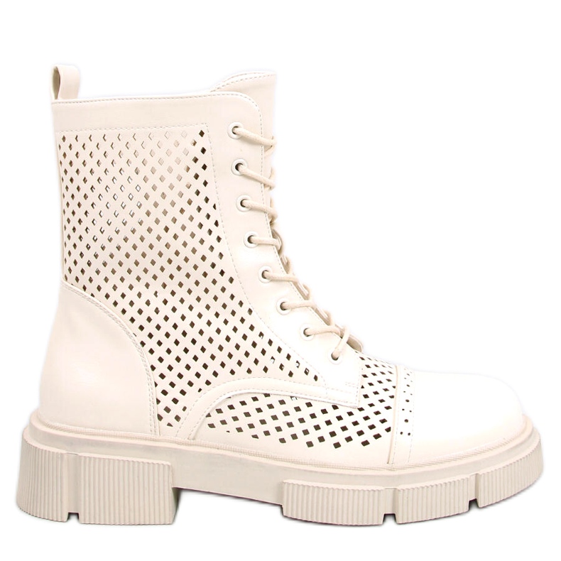 BM Wyman Beige öppna stövlar med snörning