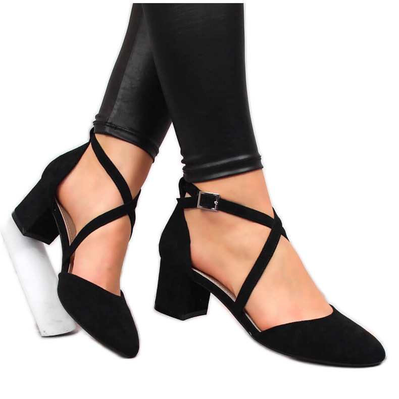 Sergio Leone svarta sandaler med remmar för kvinnor