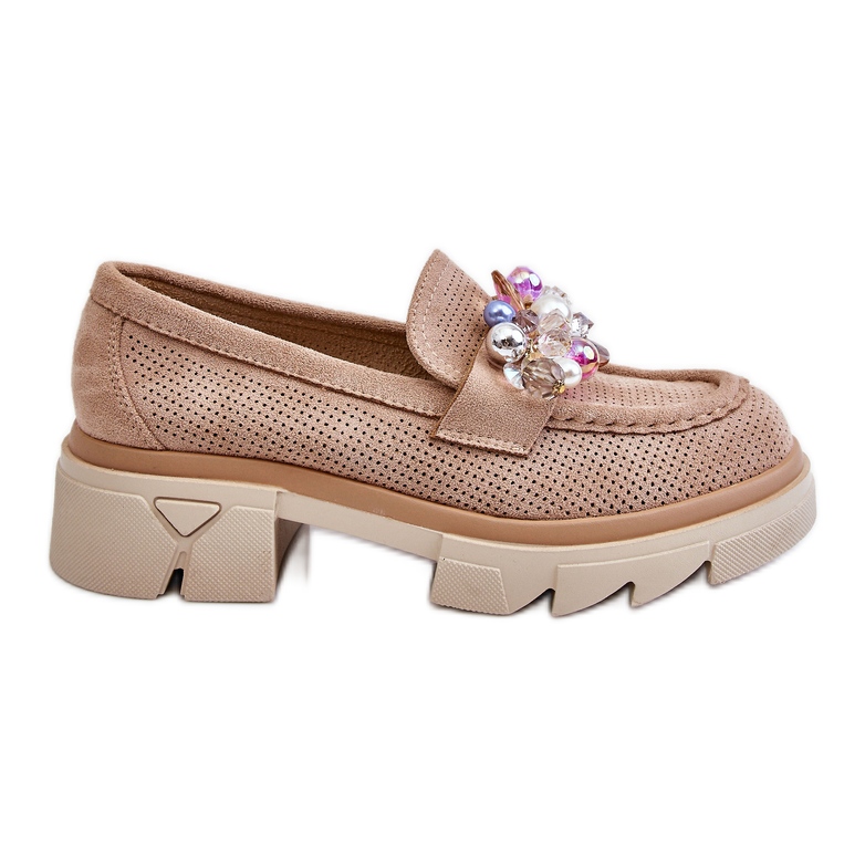 Dam Brogues Loafers med dekorationer Beige Issac