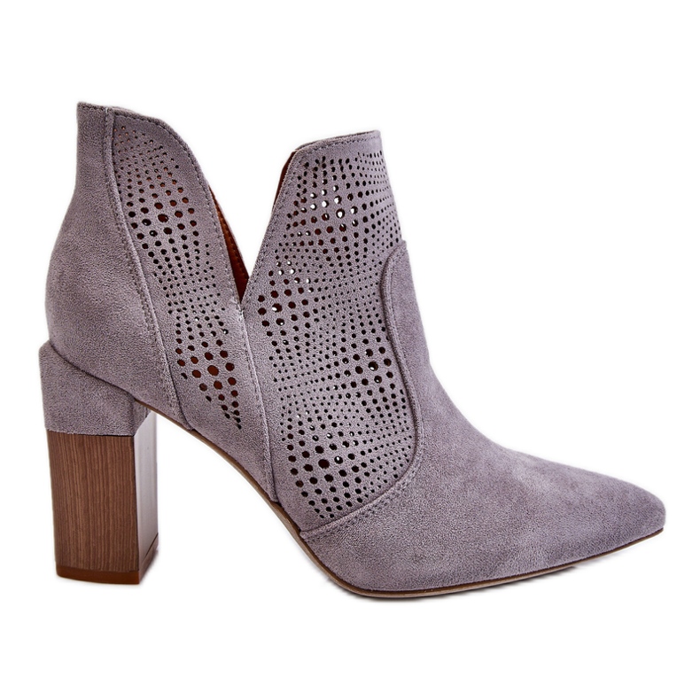 PM1 Genombruten mocka högklackade stövlar Grå Leanna