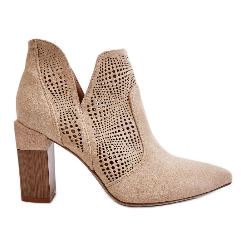 PM1 Genombruten mocka högklackade stövlar Ljusbeige Leanna brun