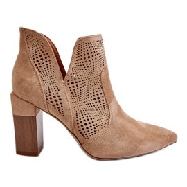 PM1 Genombruten mocka Stövlar med hög klack Beige Leanna