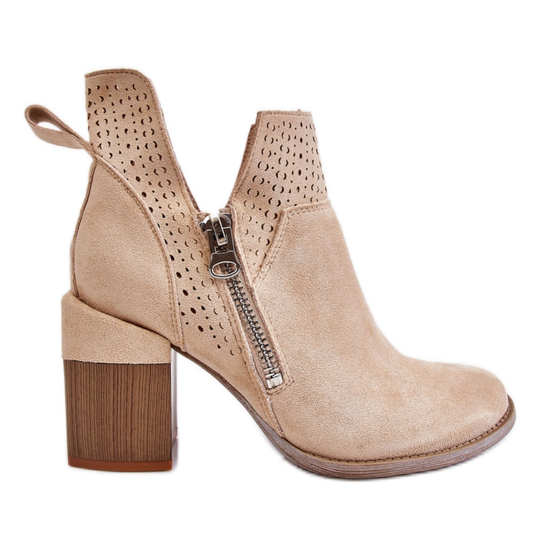 PM1 Camden Mocka Chunky Heel Boots Light Beige