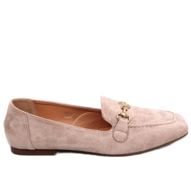 BM Rhona Khaki loafers med spänne för kvinnor beige