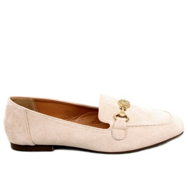 BM Rhona Beige loafers med spänne för kvinnor