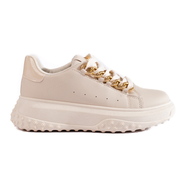 Beige sneakers för kvinnor med en Shelovet-kedja