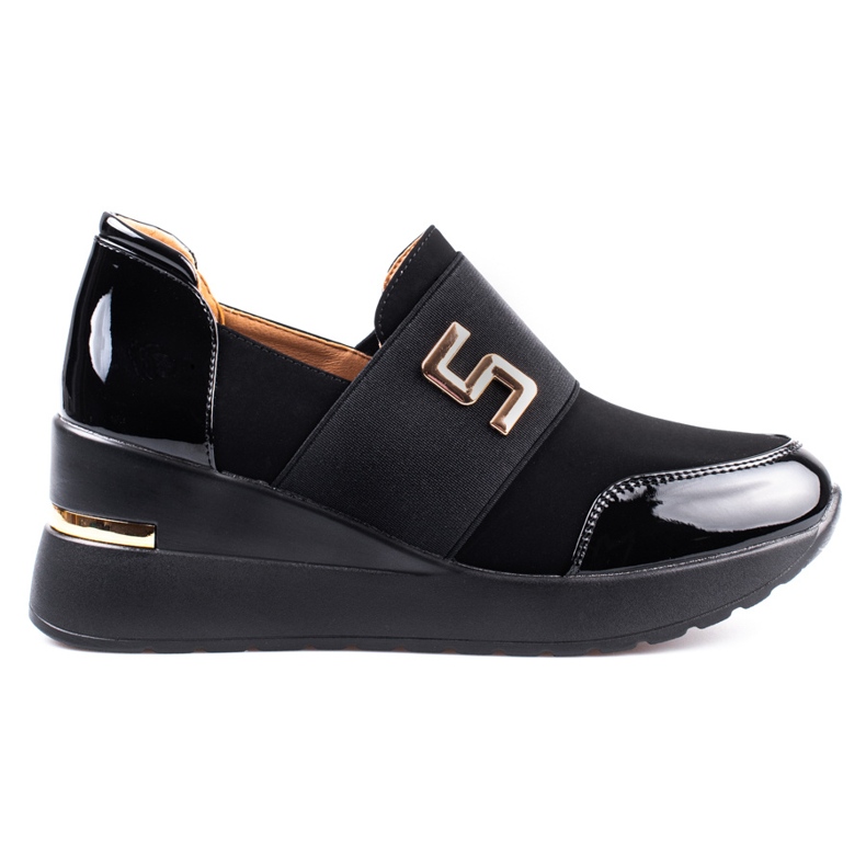 Shelovet svarta wedge sneakers för kvinnor