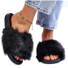 PM1 Svarta Kennet Fur Tofflor för kvinnor