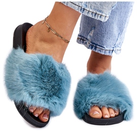 PM1 Turkos Kennet-pälstofflor dam blå