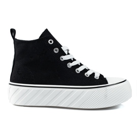 Shelovet svarta high-top sneakers för kvinnor
