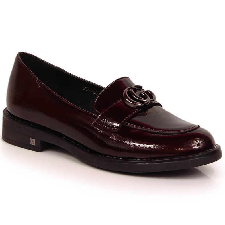 Burgundy patent loafers skor för kvinnor Potocki SZ12020 röd