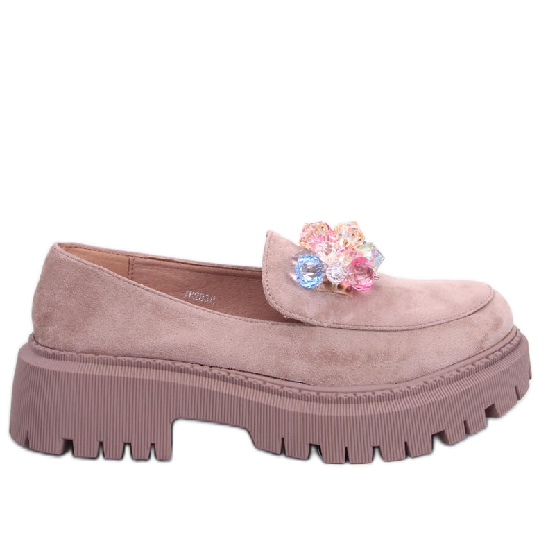 PA1 Stefani Khaki pärlstav plattform loafers beige