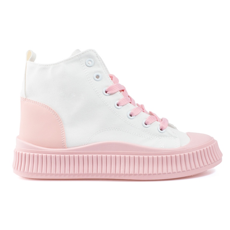 Shelovet dam sneakers höga vita och rosa