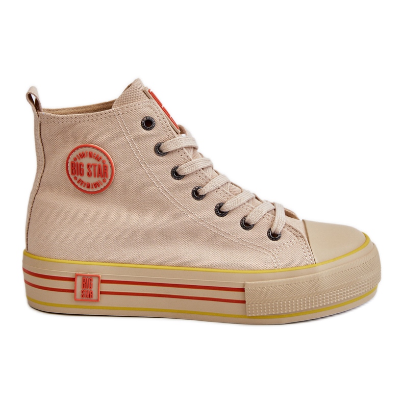 Sneakers i hög textilplattform för kvinnor Big Star LL274187 Beige