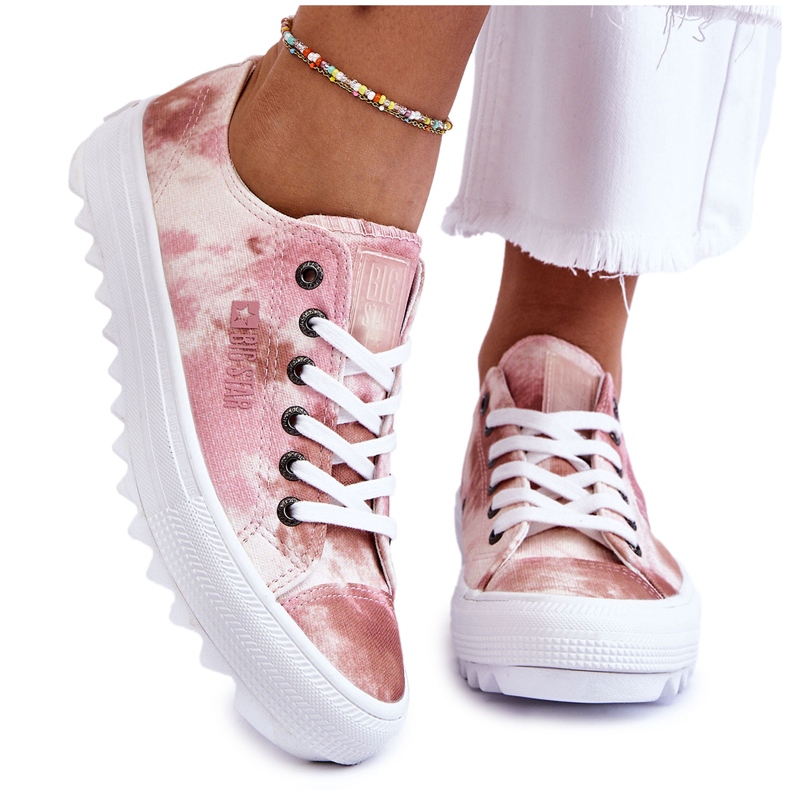 Fashionabla låga sneakers Big Star LL274044 Rosa-Beige vit