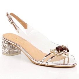 Genomskinliga silversandaler för kvinnor med zirkoner D&amp;A MR-X1012 silver-