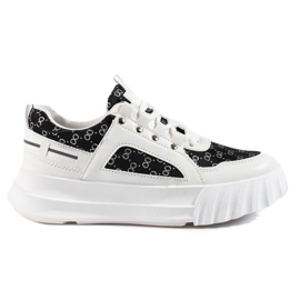 Vita Shelovet damsportskor med svarta inlägg