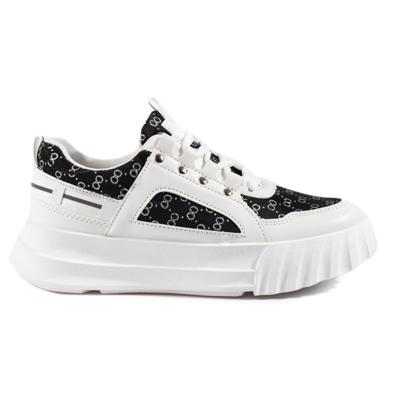 Vita Shelovet damsportskor med svarta inlägg