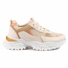 Beige Shelovet plattformssneakers för kvinnor orange