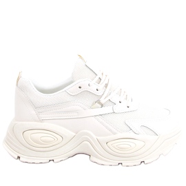 Beige damsportskor med hög sula