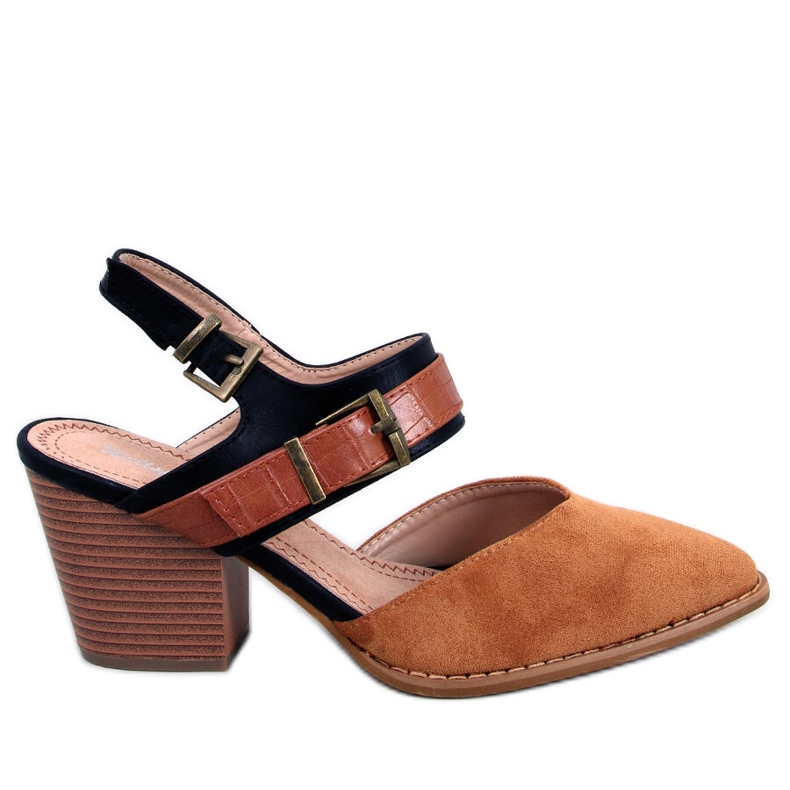 BM Chiatti Camel pumps med öppen häl brun