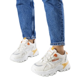 Opalbeige sneakers med neoninlägg