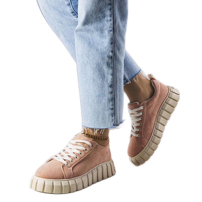 Rosa platåsneakers från Pamela