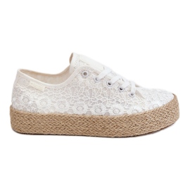 Big Star flätade plattformssneakers för kvinnor LL274199 Vit