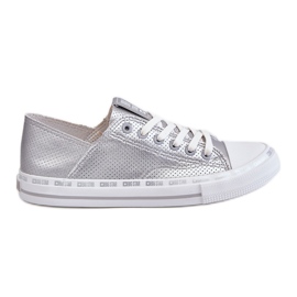 Låga sneakers i läder för kvinnor Big Star LL274016 Silver