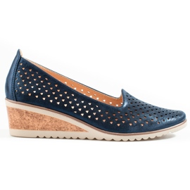 W. Potocki Genombrutna pumps för kvinnor Potocki marinblå