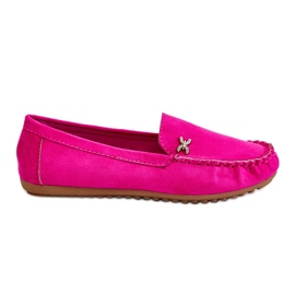 Loafers i mocka för kvinnor med Fuchsia Leah-utsmyckning rosa