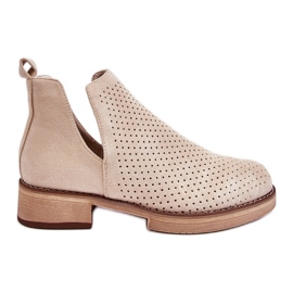 PS1 Angie Mocka genombrutna stövlar med platt klack Beige