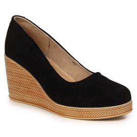 Läder wedge pumps svart Mocka Filippo DP3521