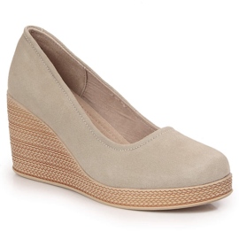 Beige mocka wedge läder pumps Filippo DP3521
