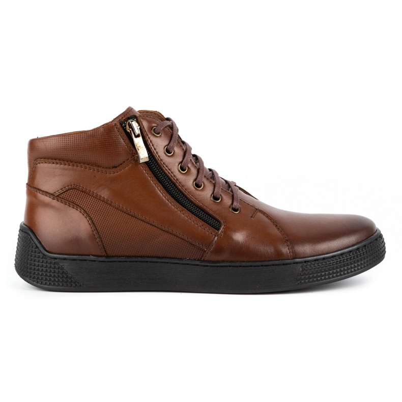 Kampol Herrskor läder sneakers 120SW brun