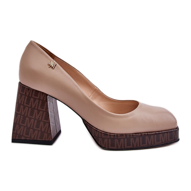 Fashionabla läderpumpar Laura Messi 2599 Beige
