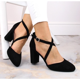 Svarta damsandaler på stolpen Sergio Leone SK863