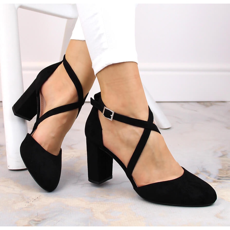 Svarta damsandaler på stolpen Sergio Leone SK863