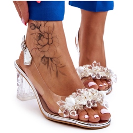 S.Barski Fashionabla sandaler med pärlor Silver Terrance silver-