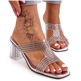 S.Barski Jaxen Silverklackade sandaler med strass silver-