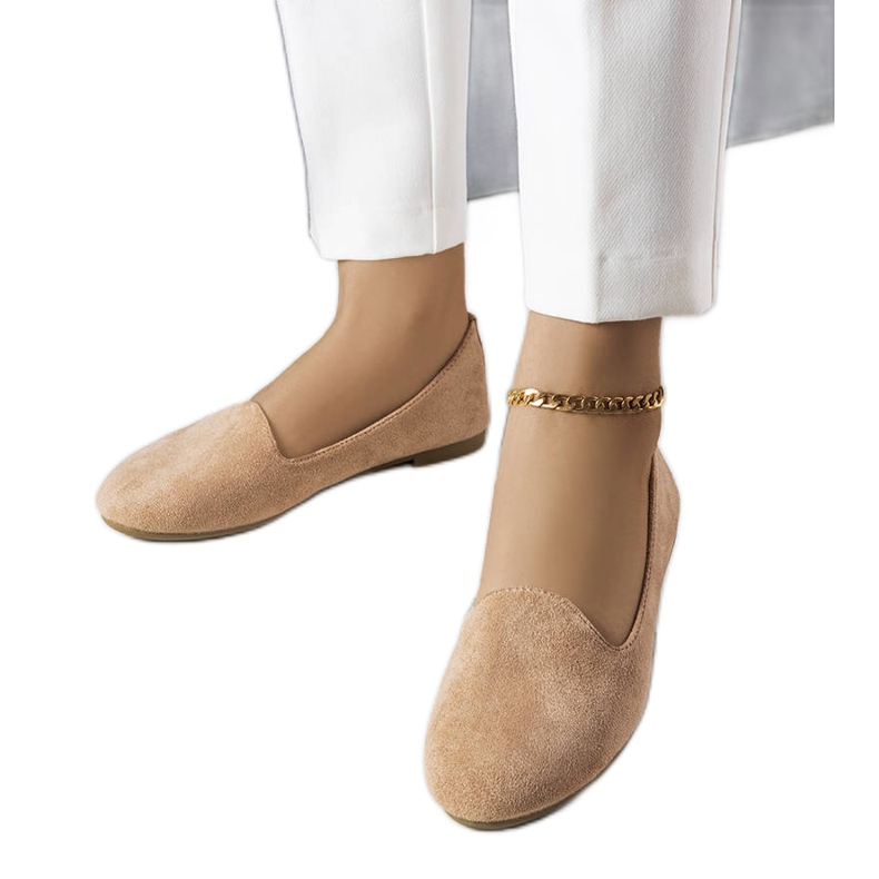 Marion beige ballerinor i ekomocka