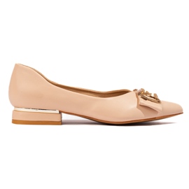 Vinceza beige pumps med platt klack för kvinnor