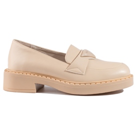 W. Potocki Beige dam loafers på plattformen