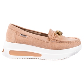 Shelovet wedge loafers för kvinnor med kedja beige
