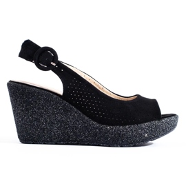 Shelovet svarta sandaler för kvinnor