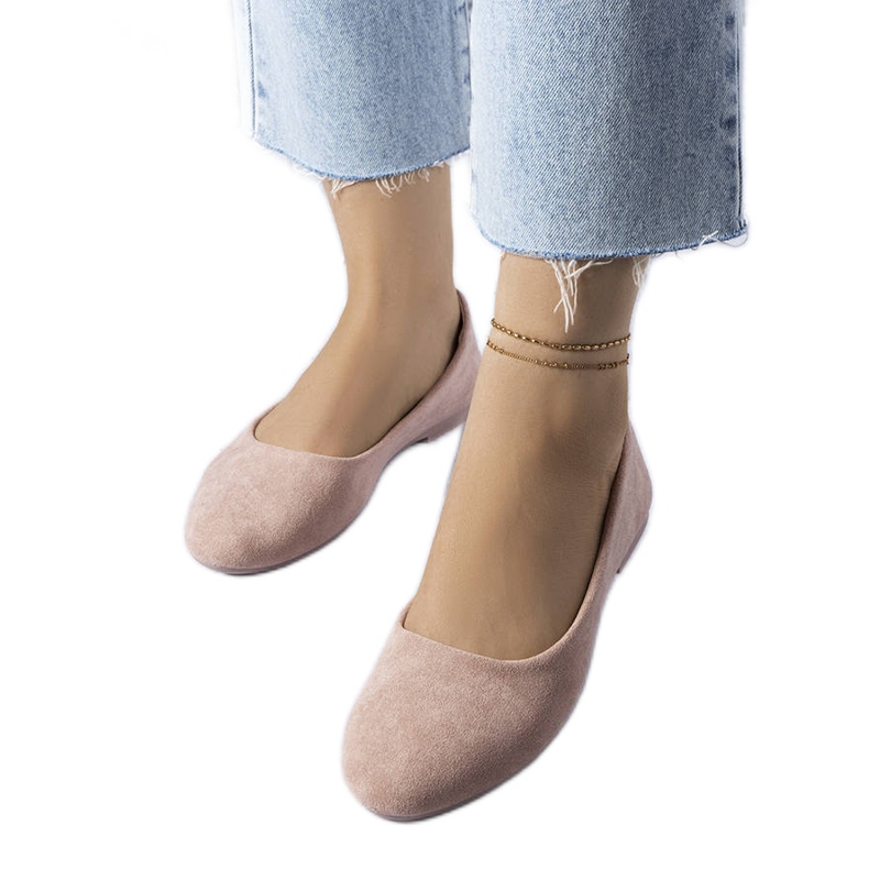 Rosa ballerinor med läderfotbädd från Lespérance