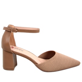 Seastar Rossi Khaki högklackade pumps med bälte beige
